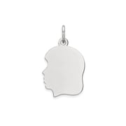 FJC Finejewelers 14 kt White Gold Personalized White Plain Medium.035 Depth Facing Left Engravable Girl Charm 22 x 13 mm