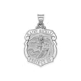 thumbnail image 1 of FJC Finejewelers 14 kt White Gold Polish Satin Saint Michael Badge Medal Hollow Charm 30 mm x 22 mm, 1 of 6