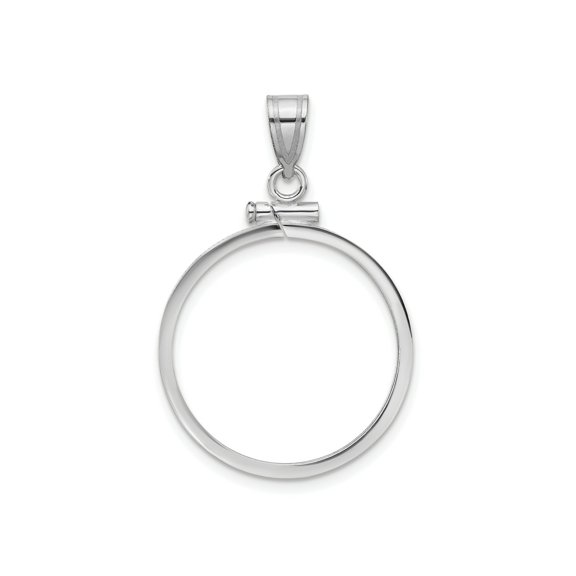 FJC Finejewelers 14 kt White Gold Polished 22.0mm x 1.9mm Screw Top Coin Bezel Pendant
