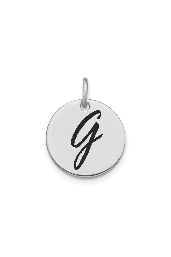 FJC Finejewelers 14 kt White Gold Polished Black Enamel Letter G Initial Disk Charm 15 x 15 mm