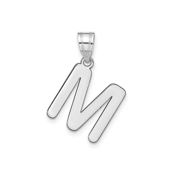 FJC Finejewelers 14 kt White Gold Polished Bubble Letter M Initial Charm
