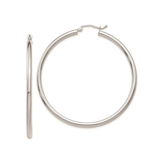 FJC Finejewelers 14 kt White Gold Polished Hoops 2.5mm Lightweight Tube Earrings