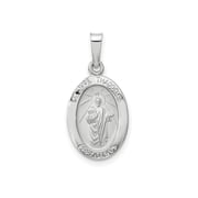 FJC Finejewelers 14 kt White Gold Polished and Satin Hollow Oval St Jude Thaddeus Medal 22 mm x 11 mm