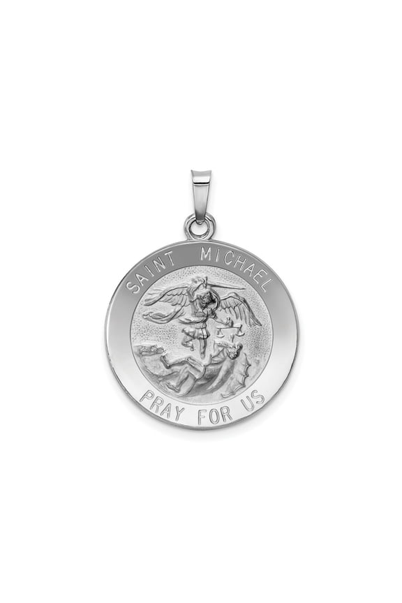 FJC Finejewelers 14 kt White Gold Saint Michael Medal Charm 30 mm x 22 mm