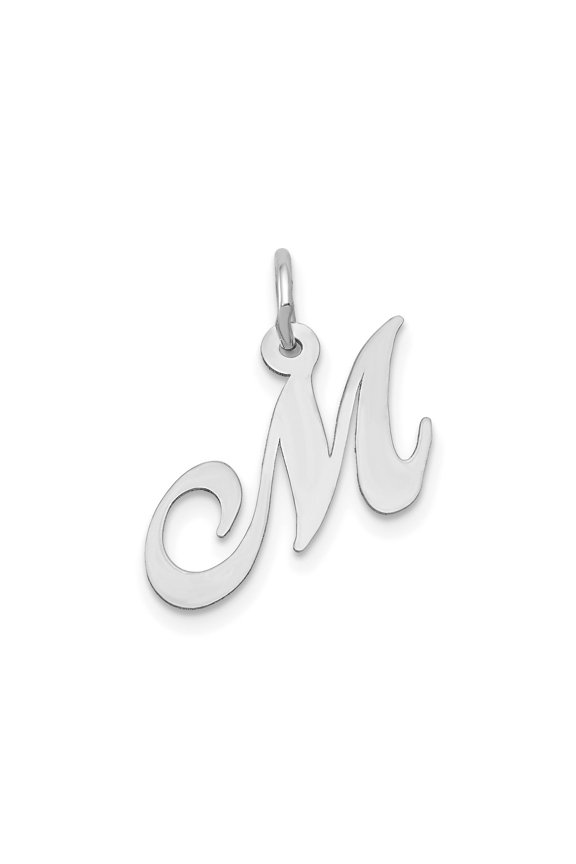 FJC Finejewelers 14 kt White Gold Small Fancy Script Letter M Initial Charm