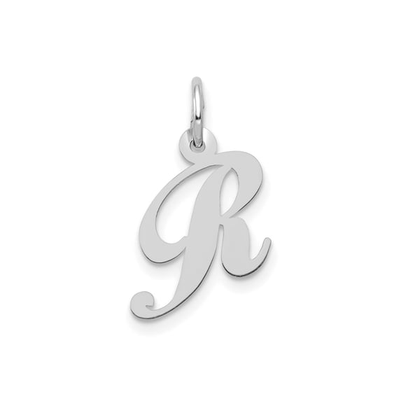 FJC Finejewelers 14 kt White Gold Small Fancy Script Letter R Initial Charm