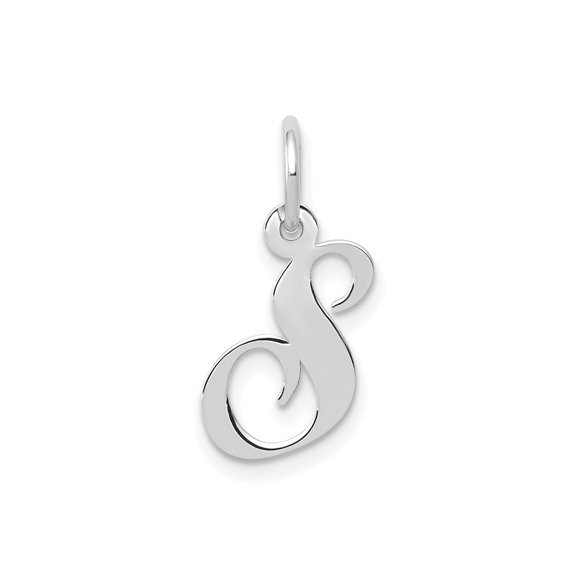 FJC Finejewelers 14 kt White Gold Small Fancy Script Letter S Initial Charm