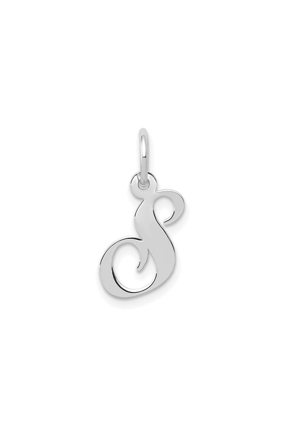 FJC Finejewelers 14 kt White Gold Small Fancy Script Letter S Initial Charm