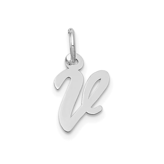 FJC Finejewelers 14 kt White Gold Small Script Letter V Initial Charm