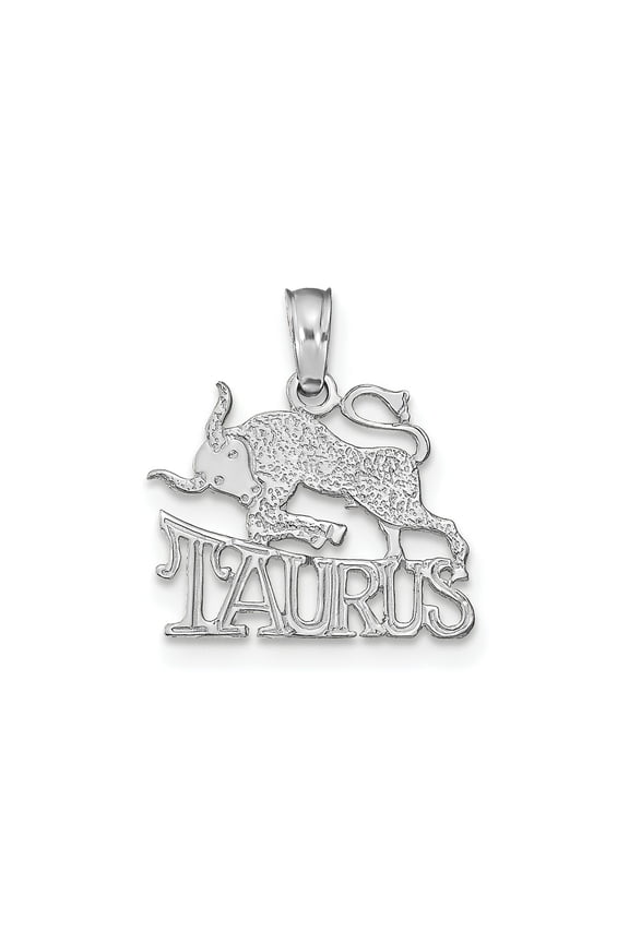 FJC Finejewelers 14 kt White Gold WG TAURUS Zodiac Charm 15 x 13 mm