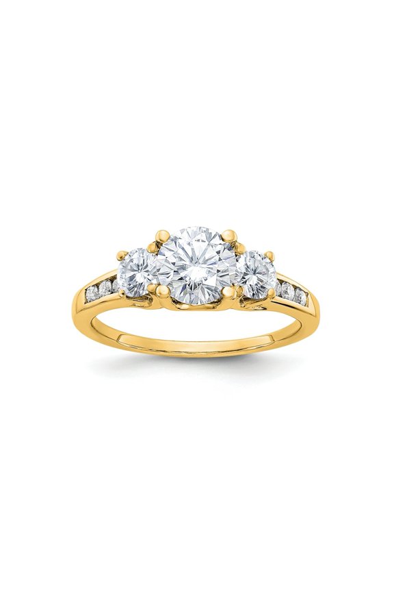 FJC Finejewelers 14 kt Yellow Gold 1.50 ct. Three Stone with Sides G H I True Light Moissanite Engagement Ring