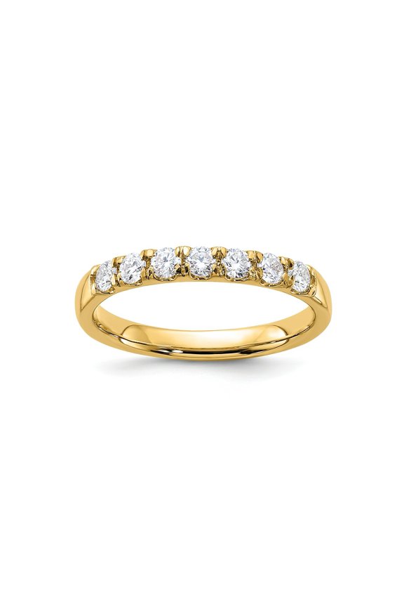 FJC Finejewelers 14 kt Yellow Gold 7 Stone G H I True Light Moissanite Band 2 mm