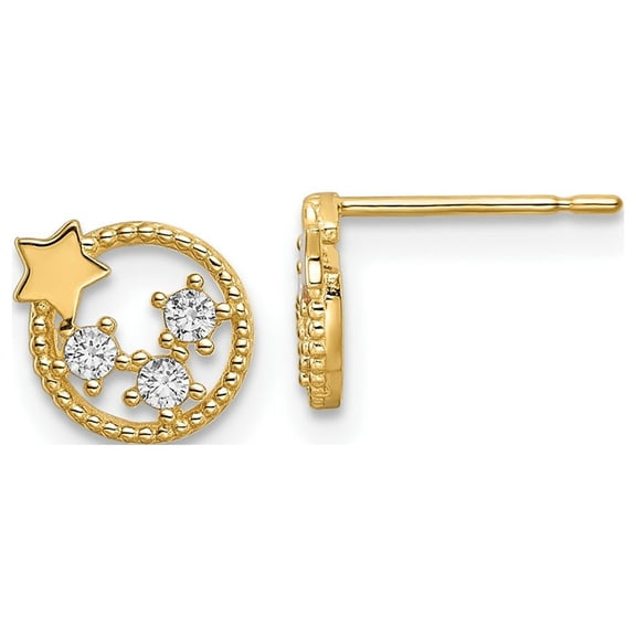 FJC Finejewelers 14 kt Yellow Gold Button CZ Stars Post Earrings 7 x 8 mm