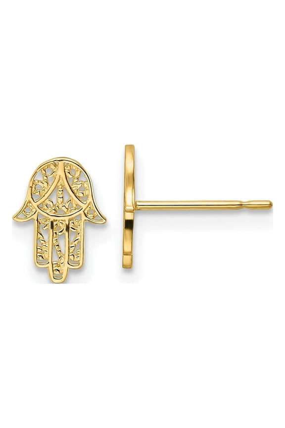 FJC Finejewelers 14 kt Yellow Gold Button Hamsa Post Earrings 8 mm x 6 mm