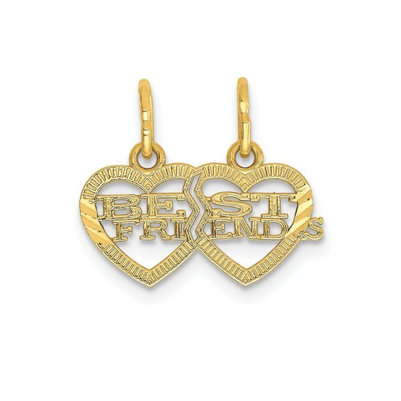 FJC Finejewelers 14 kt Yellow Gold Double Heart BEST FRIENDS Break-apart Charm 13 x 16 mm