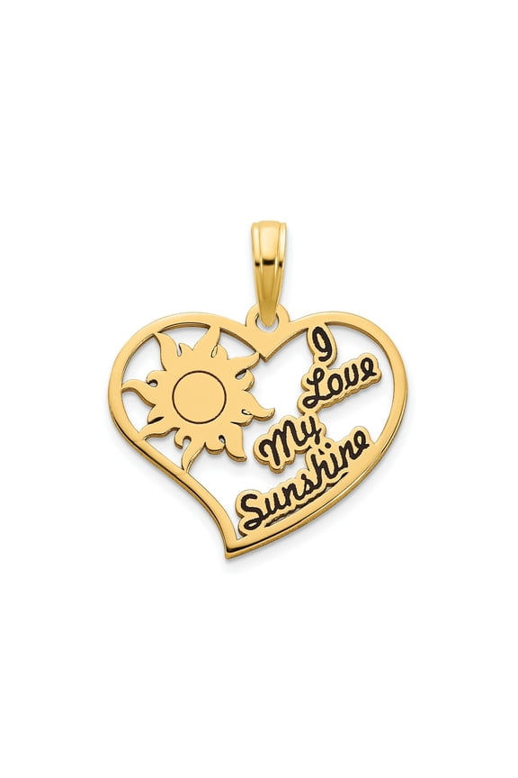 FJC Finejewelers 14 kt Yellow Gold Epoxy I Love My Sunshine Heart Charm 18 mm