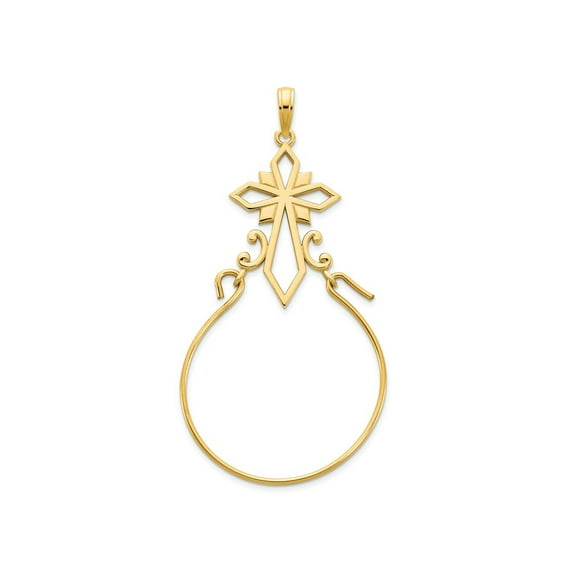 FJC Finejewelers 14 kt Yellow Gold Fancy Cross Charm Holder Charm 14 mm