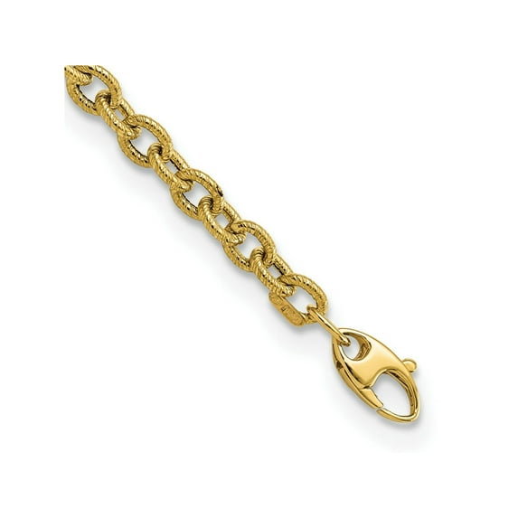 FJC Finejewelers 14 kt Yellow Gold Fancy Polished and Textured Cable Link 7.5in Bracelet 7.5 Inches