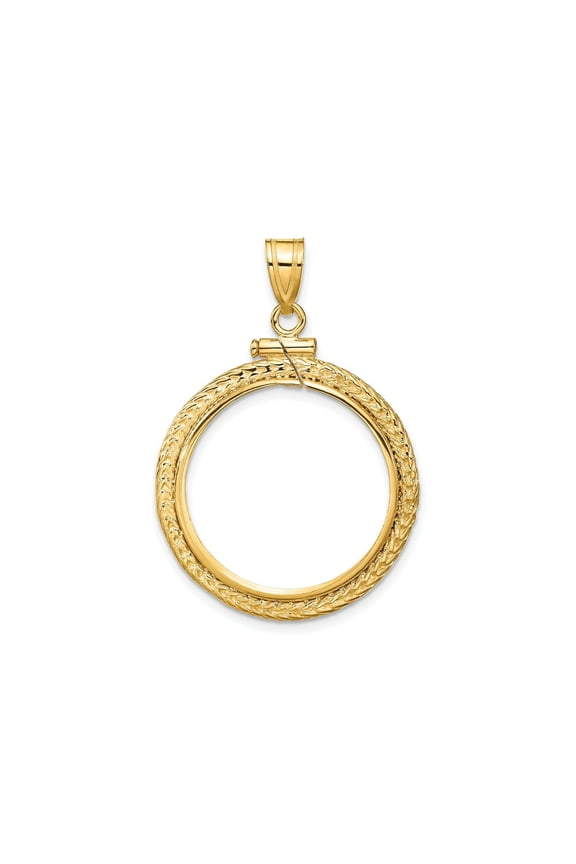 FJC Finejewelers 14 kt Yellow Gold Foxtail Chain 21.6mm x 1.7mm Screw Top Coin Bezel Pendant