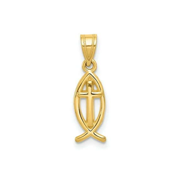 FJC Finejewelers 14 kt Yellow Gold Ichthus Fish Charm 21 x 7 mm