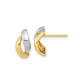 thumbnail image 1 of FJC Finejewelers 14 kt Yellow Gold J-Hoop White Rhodium Fancy Teardrop Post Earrings 11 mm x 5 mm, 1 of 5