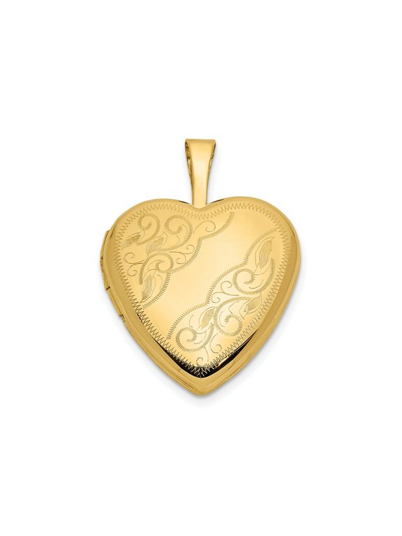 FJC Finejewelers 14 kt Yellow Gold Leaf and Scroll Heart Charm Locket 21 x 16 mm