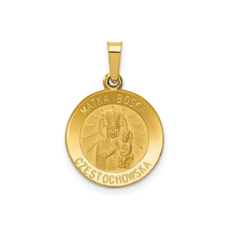 FJC Finejewelers 14 kt Yellow Gold Matka Boska Czestochowska Reversible Medal Hollow Charm 22 x 15 mm