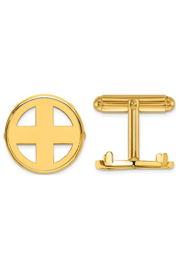FJC Finejewelers 14 kt Yellow Gold Men's Polished Classic 16.5mm Coin Bezel Cuff Links