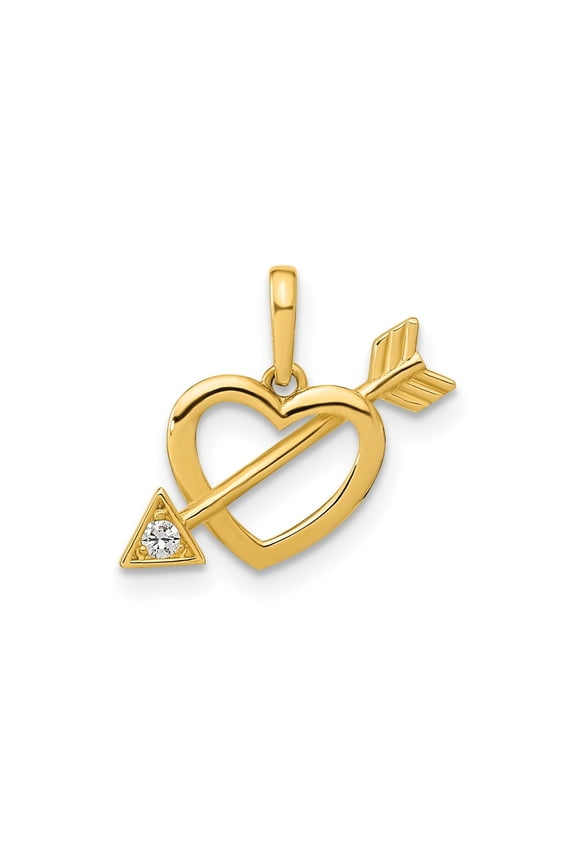 FJC Finejewelers 14 kt Yellow Gold Polished Cut out Heart with Arrow CZ Charm 13 x 10 mm