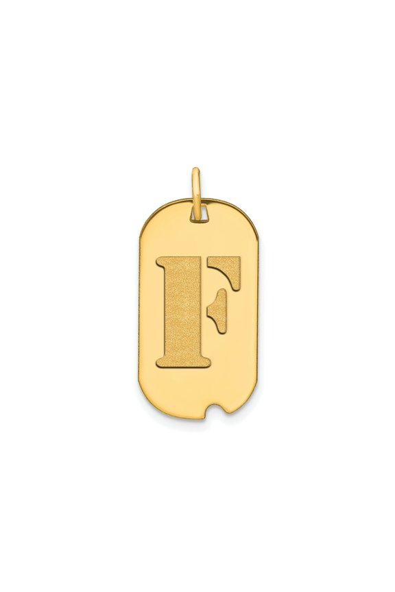 FJC Finejewelers 14 kt Yellow Gold Polished Letter F Initial Dog Tag Charm 24 x 13 mm