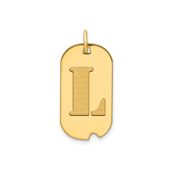 FJC Finejewelers 14 kt Yellow Gold Polished Letter L Initial Dog Tag Charm 24 x 13 mm