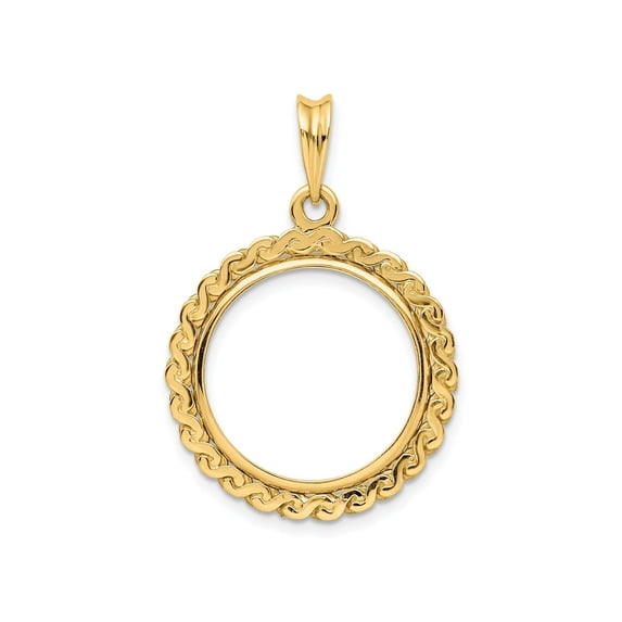 FJC Finejewelers 14 kt Yellow Gold Polished S Chain 17.8mm Prong Coin Bezel Pendant