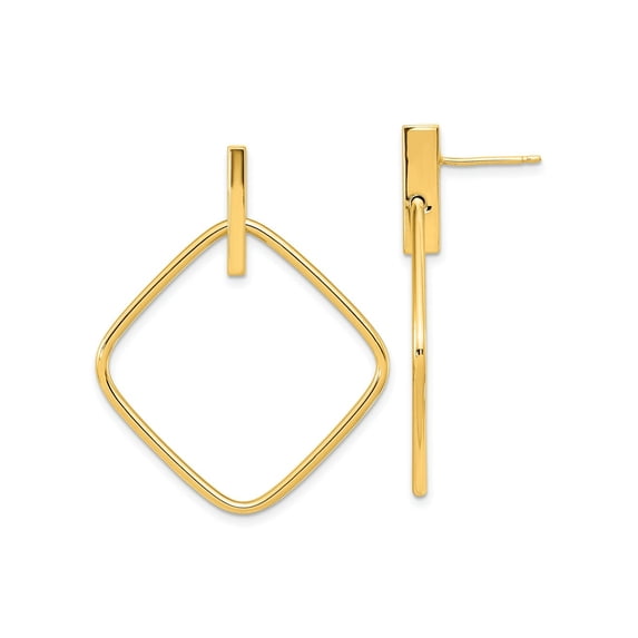 FJC Finejewelers 14 kt Yellow Gold Polished Square Post Dangle Earrings 39 mm x 31 mm