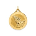 thumbnail image 1 of FJC Finejewelers 14 kt Yellow Gold Polished and Satin Solid Praying Hands Disc Charm 30 x 23 mm, 1 of 6