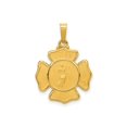 thumbnail image 1 of FJC Finejewelers 14 kt Yellow Gold Polished and Satin St Florian Badge Medal Hollow Charm 24 x 17 mm, 1 of 6