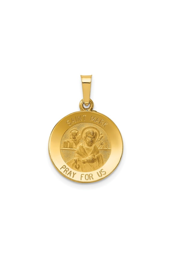 FJC Finejewelers 14 kt Yellow Gold Polished and Satin St Mark Medal Hollow Charm 22 x 15 mm