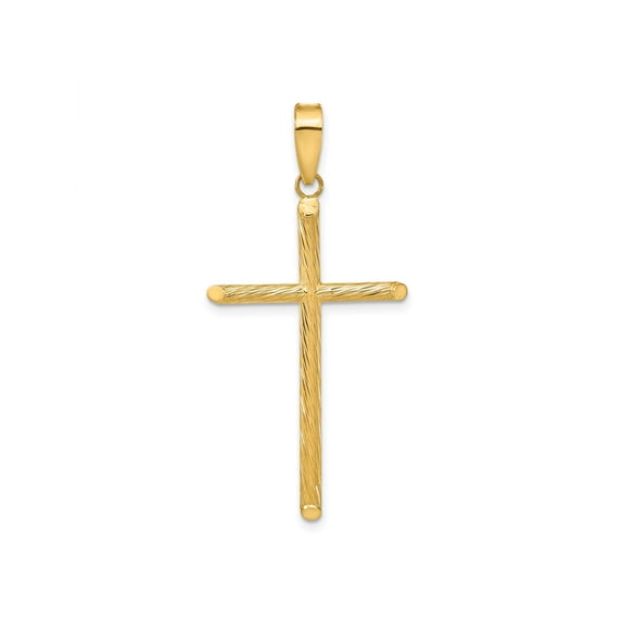 FJC Finejewelers 14 kt Yellow Gold Polished and Textured Fancy Cross Charm 45 x 22 mm