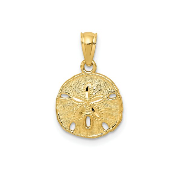 FJC Finejewelers 14 kt Yellow Gold Polished and Textured Sand Dollar Charm 17 mm x 11 mm