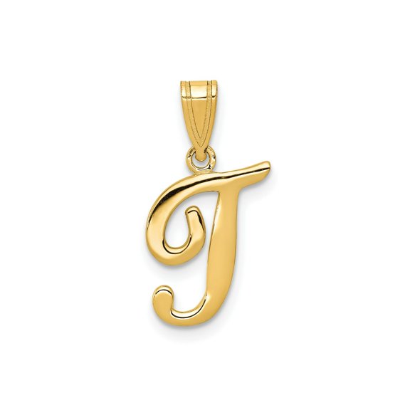 FJC Finejewelers 14 kt Yellow Gold Script Letter T Initial Charm