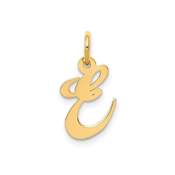 FJC Finejewelers 14 kt Yellow Gold Small Fancy Script Letter E Initial Charm