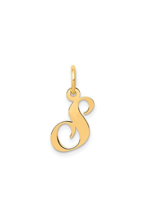 FJC Finejewelers 14 kt Yellow Gold Small Fancy Script Letter S Initial Charm