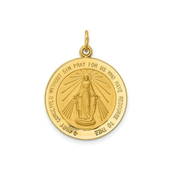 FJC Finejewelers 14 kt Yellow Gold Solid Polished/Satin Medium Round Miraculous Medal 27 x 20 mm