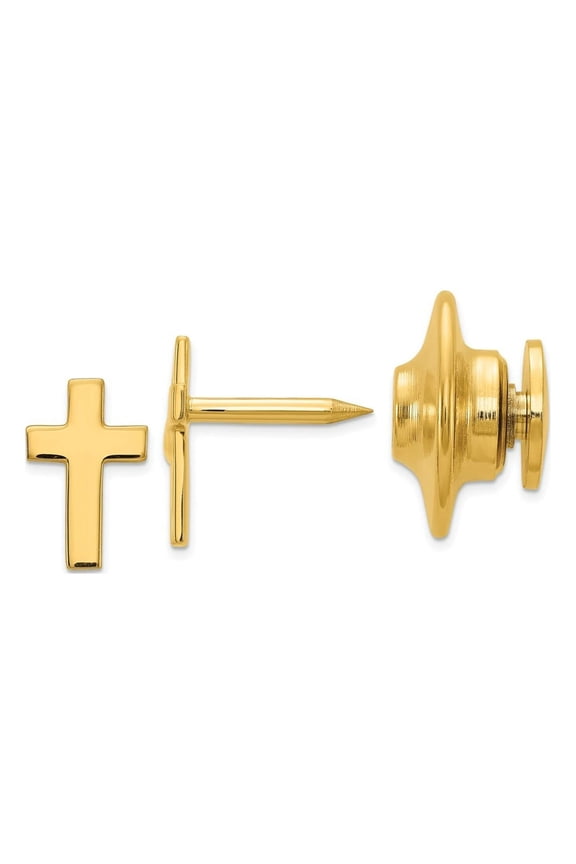 FJC Finejewelers 14 kt Yellow Gold Tie Clip Cross Tie Tac 10 x 5 mm