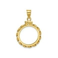 thumbnail image 1 of FJC Finejewelers 14 kt Yellow Gold Twisted Ribbon 17.8mm x 1.35mm Screw Top Coin Bezel Pendant, 1 of 6