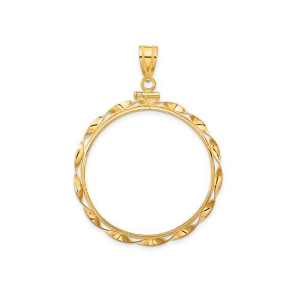 FJC Finejewelers 14 kt Yellow Gold Twisted Ribbon 32.7mm x 3.00mm Screw Top Coin Bezel Pendant