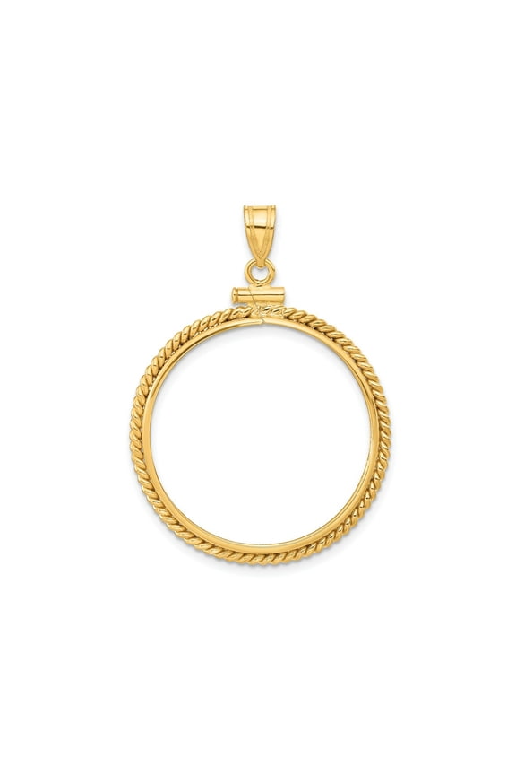 FJC Finejewelers 14 kt Yellow Gold Twisted Wire 27.0mm x 2.35mm Screw Top Coin Bezel Pendant