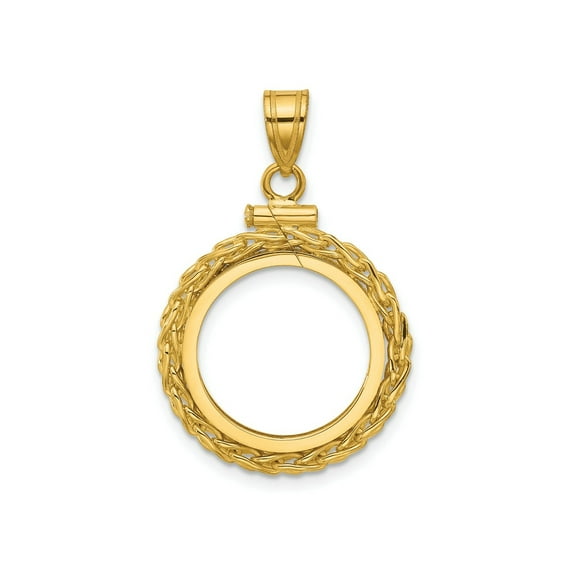 FJC Finejewelers 14 kt Yellow Gold Wheat Chain 16.5mm x 1.35mm Screw Top Coin Bezel Pendant
