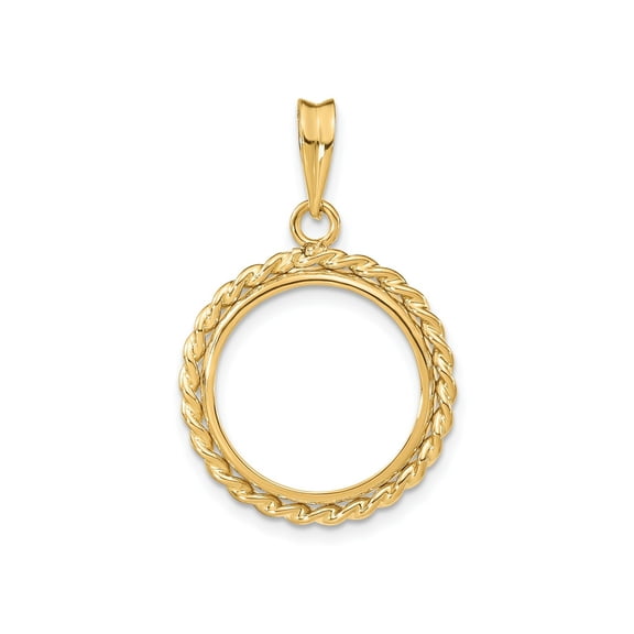 FJC Finejewelers 14 kt Yellow Gold with Twisted Wire 16.0mm Prong Coin Bezel Pendant