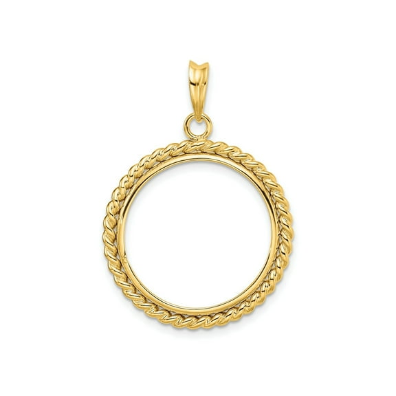FJC Finejewelers 14 kt Yellow Gold with Twisted Wire 21.6mm Prong Coin Bezel Pendant