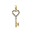 thumbnail image 1 of FJC Finejewelers 14 kt Yellow Gold with White Rhodium Polished Heart Key Charm 30 x 10 mm, 1 of 5